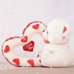 Grabadeal Valentine Teddy Bear holding big heart (Cream) - 30 cm